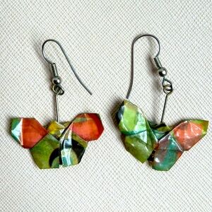 Pretty, colorful origami butterfly earring set.